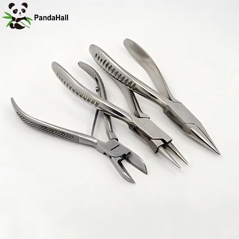 Jewelry Making Needle Nose Pliers - PandaHall 3pcs/set Carbon Steel Side-Cutting Pliers