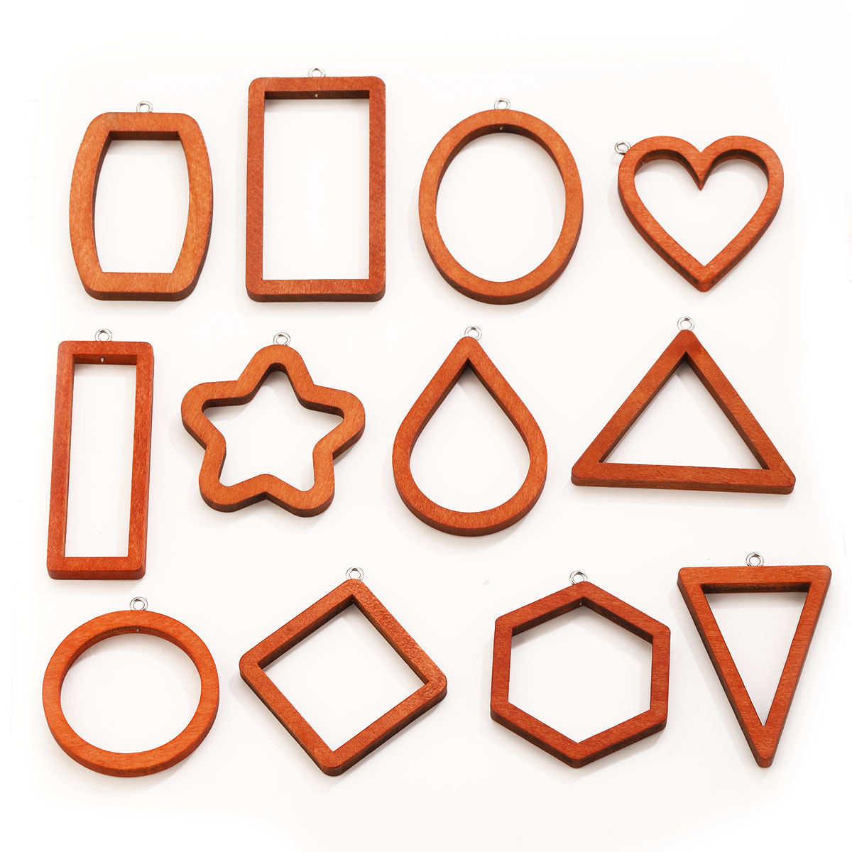 Pendant Blank Bezel - 10PCS Triangle Rectangle Wood Geometric Charms