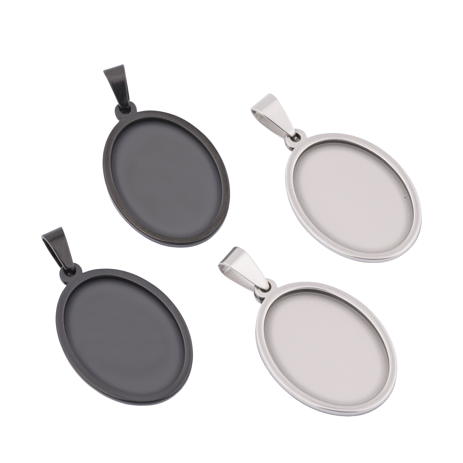 5pcs Stainless Steel Black Ova - огляд і ціна Pendant Blank Bezel