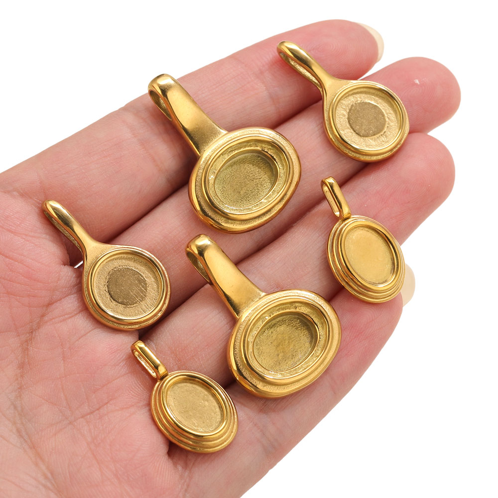 5pcs Stainless Steel Round Ova - огляд і ціна Pendant Blank Bezel