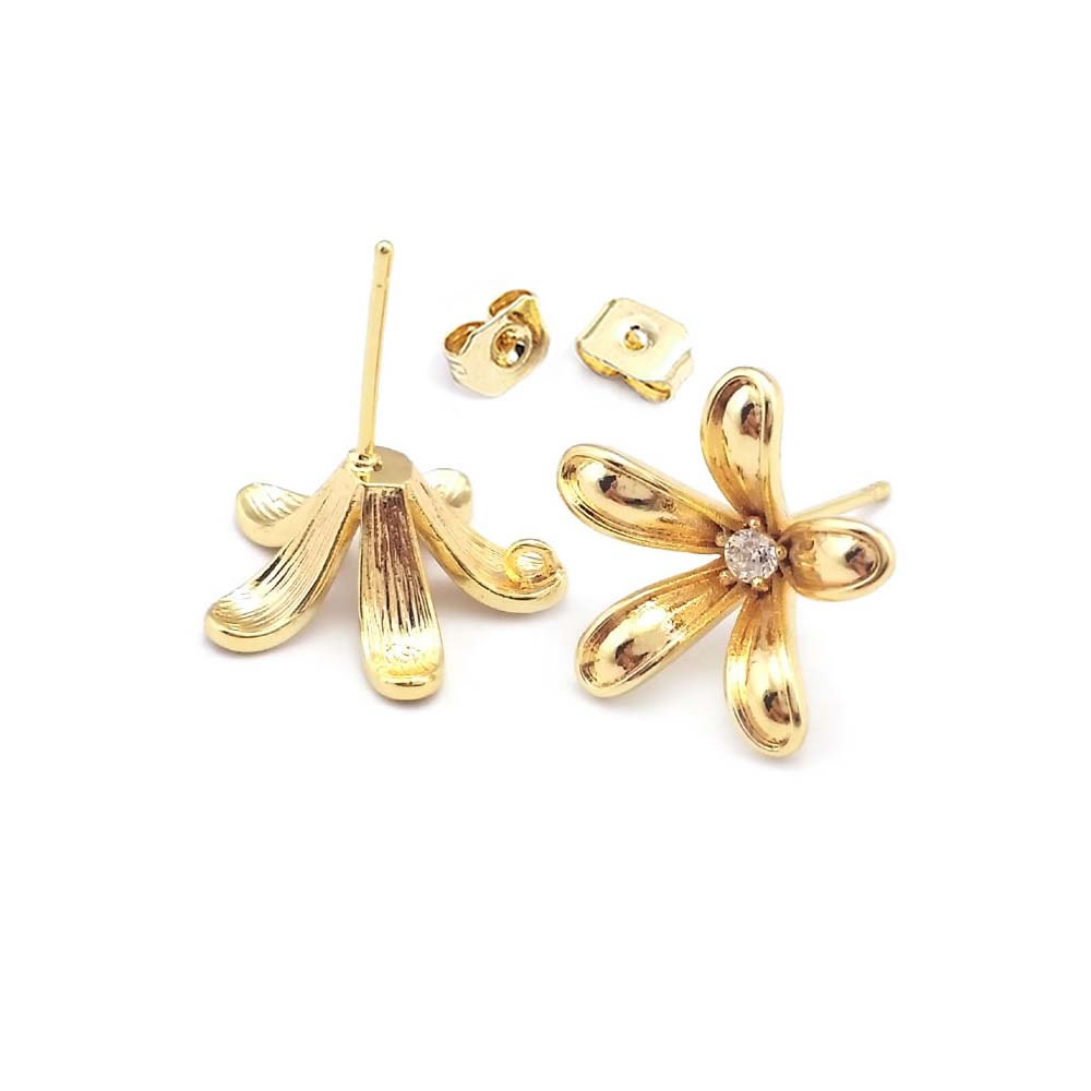 18K Gold Color Brass Flower St - огляд і ціна Jewelry Making Earrings