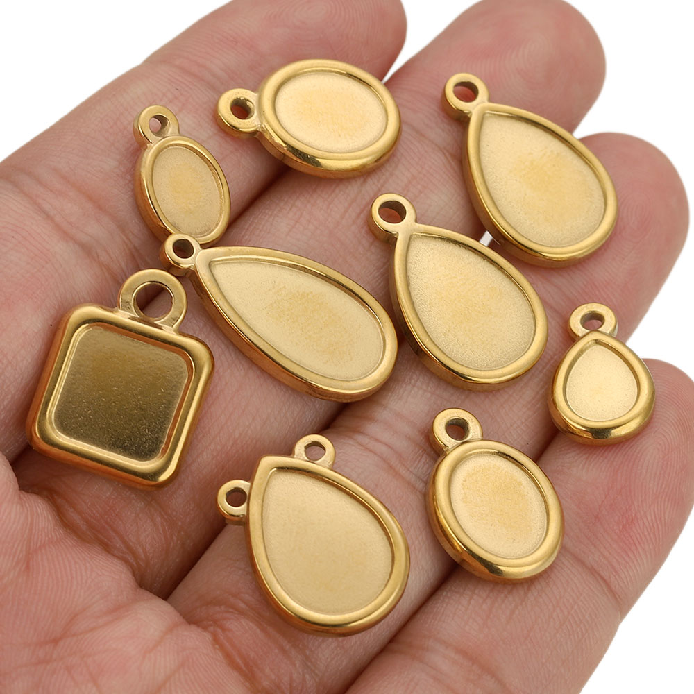 5pcs Stainless Steel Square Dr - огляд і ціна Pendant Blank Bezel