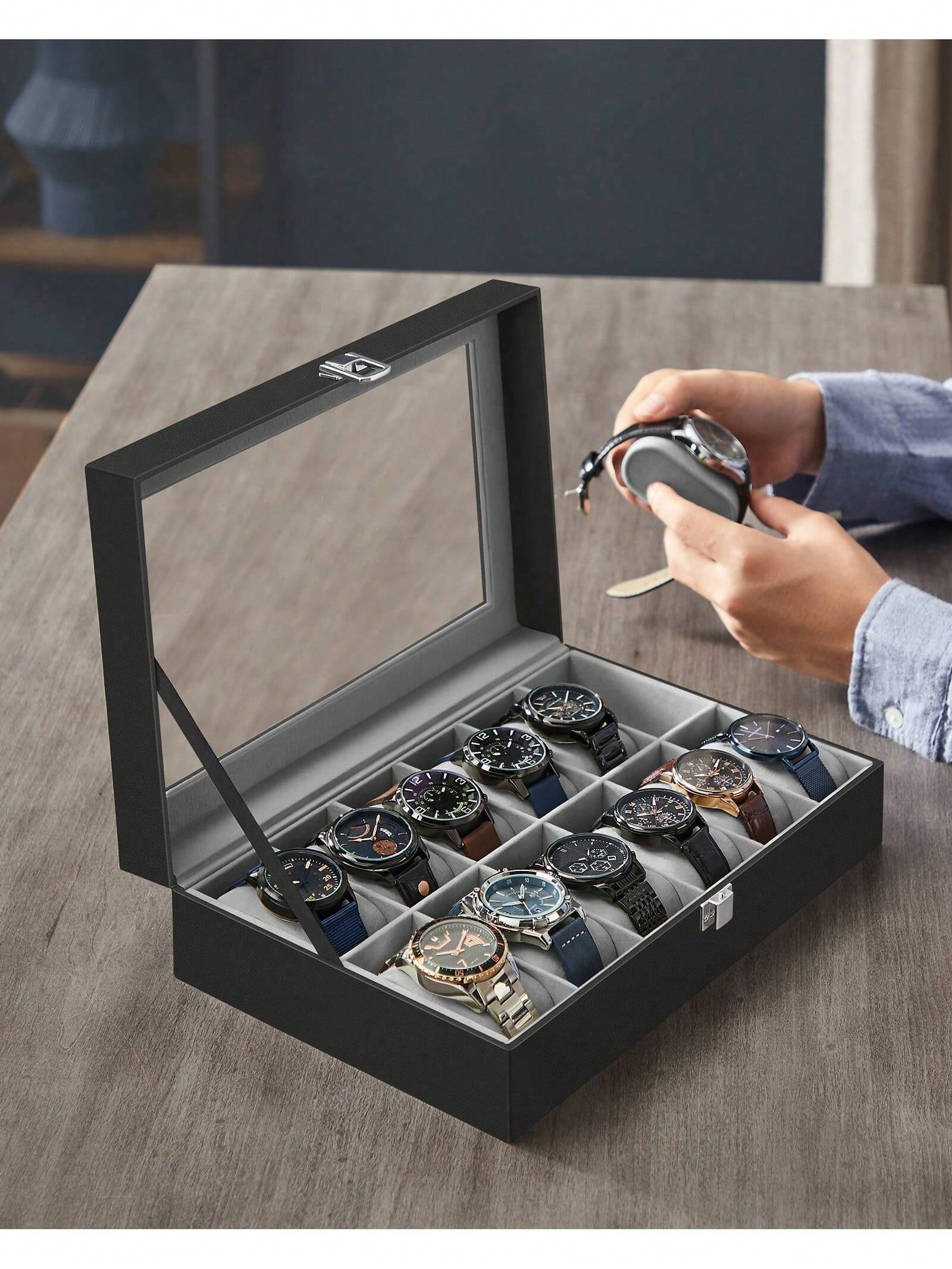 12-Slot Lockable Watch Box wit - огляд і ціна Jewelry Making Box