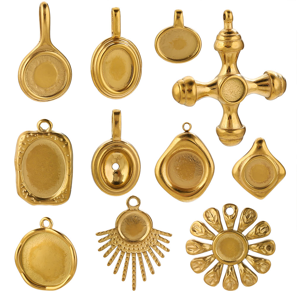 4-5PCS Stainless Steel Gold Ch - огляд і ціна Pendant Blank Bezel
