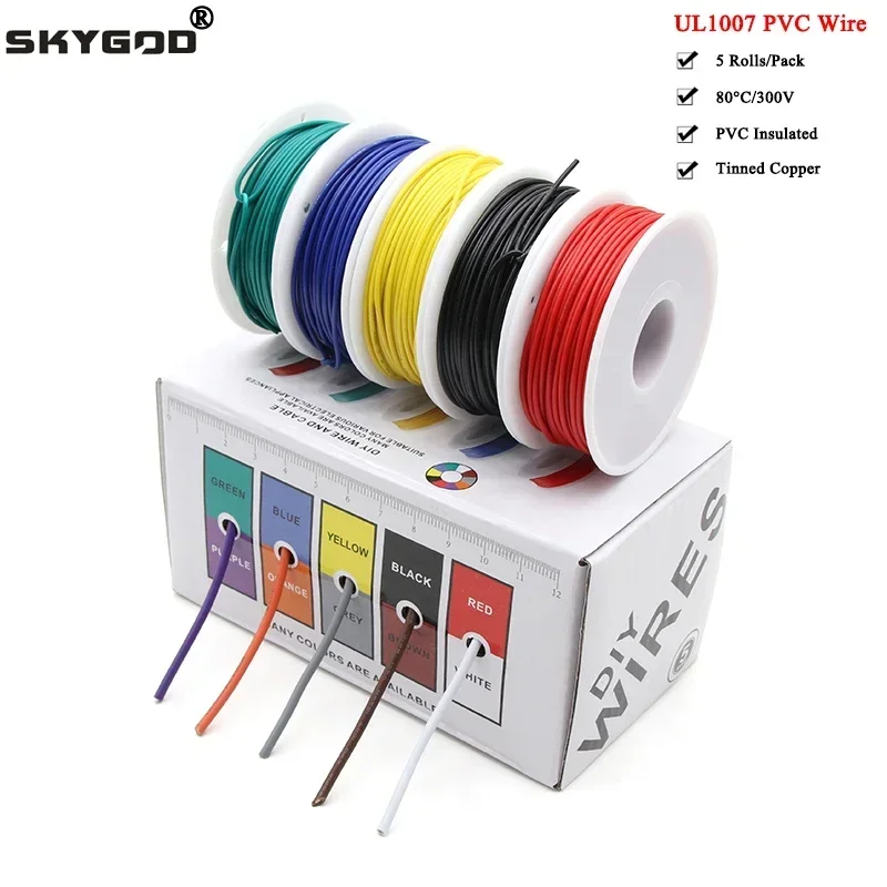 （5 Colors Mix Kit）UL1007 Wire  - огляд і ціна Wire 22 Gauge Copper