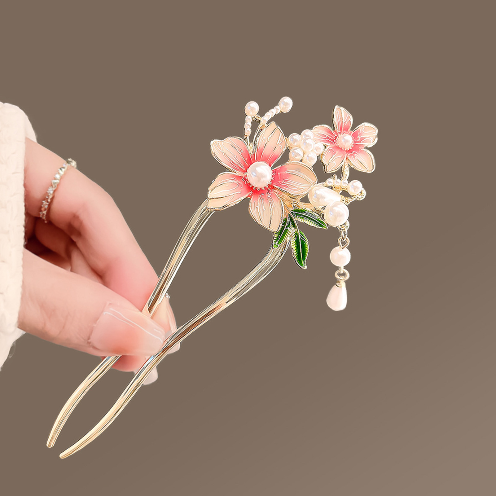 Elegant Pink Flower Hair Pin U - огляд і ціна Jewelry Making Adults
