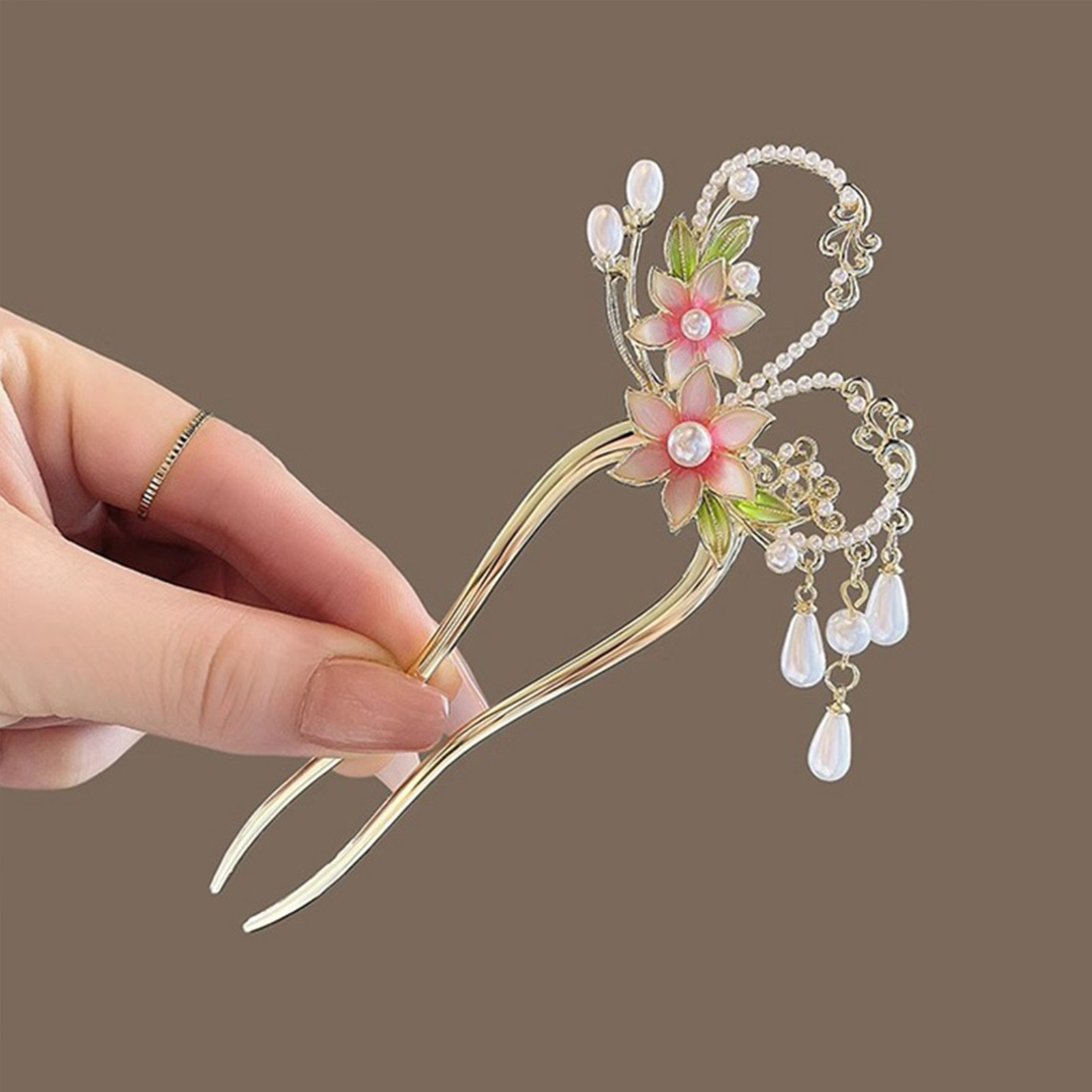 Elegant Pink Flower Hair Pin U - огляд і ціна Jewelry Making Adults